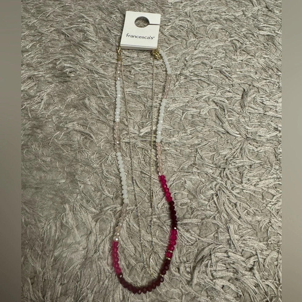 Double Layer Pink Crystal Necklace!